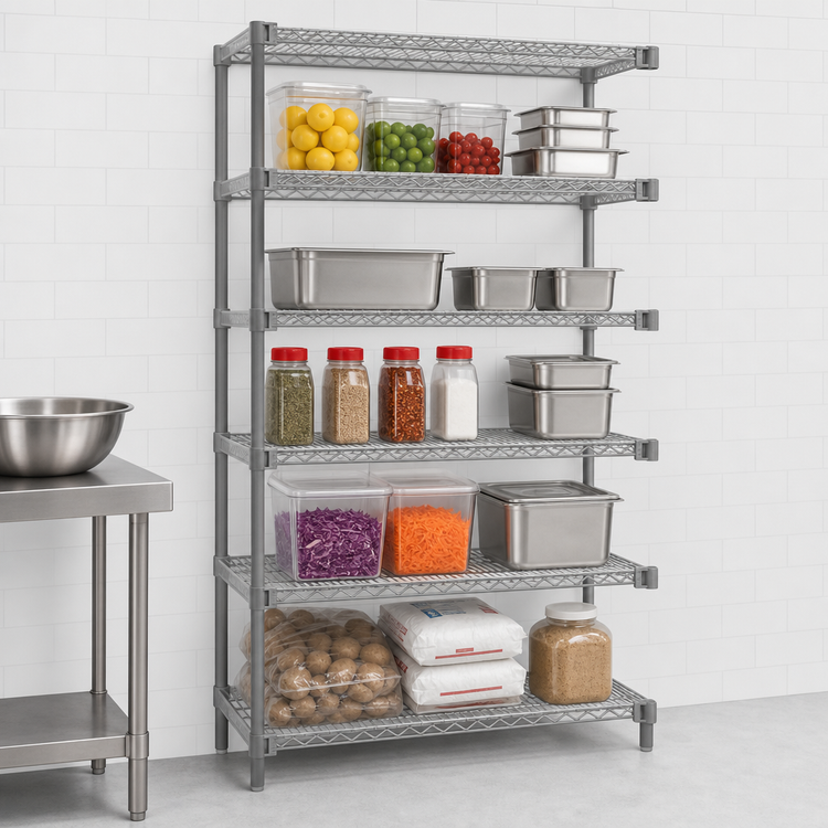 Product image #3 for Eagle Group Valu-Master 5-Tier Add-On Wire Shelving Unit, 30 x 21 x 74 Inches, Pewter Gray Epoxy