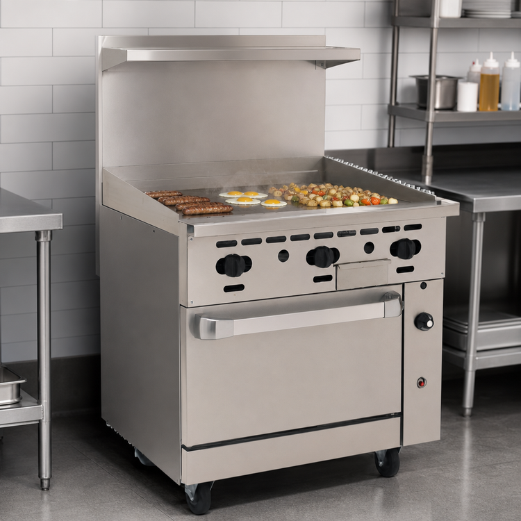 Product image #3 for 36-Inch Restaurant Gas Range with Thermostatic Griddle and Standard Oven