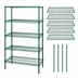 Thumbnail image #3 for Quantum 5-Shelf Stationary Wire Shelving Starter Kit, 72 x 21 x 54 Inches, Green Epoxy Antimicrobial Finish