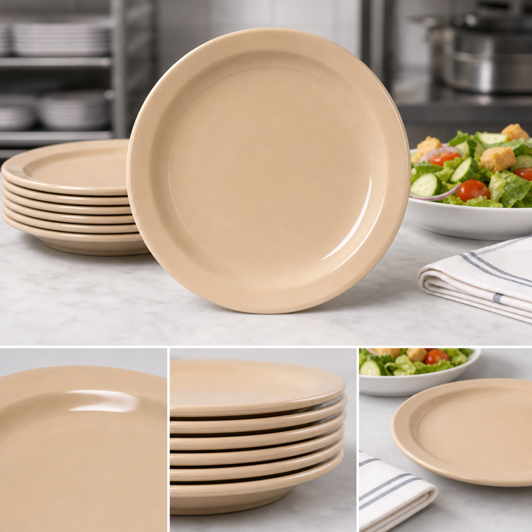 Product image #4 for Dallas Ware® 7-1/5-Inch Tan Round Narrow Rim Melamine Salad Plate