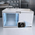 Thumbnail image #3 for Excellence Commercial Products BD-19 19.1 Cu. Ft. Commercial Chest Freezer, White, Locking Solid Hinged Lid, Casters