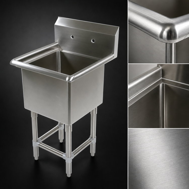 Product image #3 for John Boos Pro-Bowl 1-Compartment Stainless Steel Sink with 18 x 24 x 14 Inch Bowl and 10 Inch Backsplash