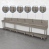 Thumbnail image #3 for Advance Tabco 19-FM-120FV 6-Station Floor-Mounted Multiwash Hand Sink with Toe-Push Valves, 120-Inch Wide