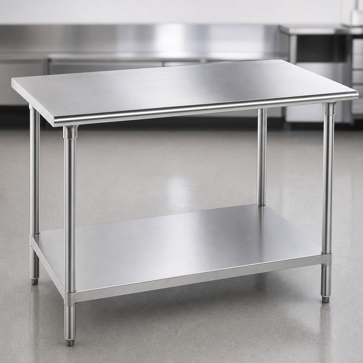 Product image #3 for Advance Tabco 84-Inch x 30-Inch 16 Gauge 304 Stainless Steel Work Table with Adjustable Undershelf