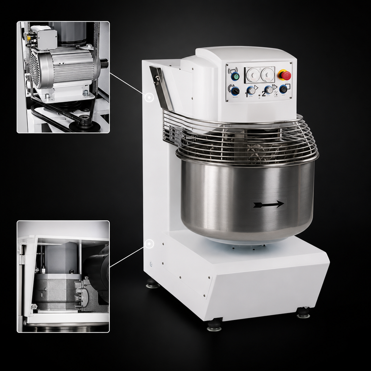 Product image #3 for Globe 175 lb. Two-Speed Spiral Floor Dough Mixer with Stainless Steel Bowl