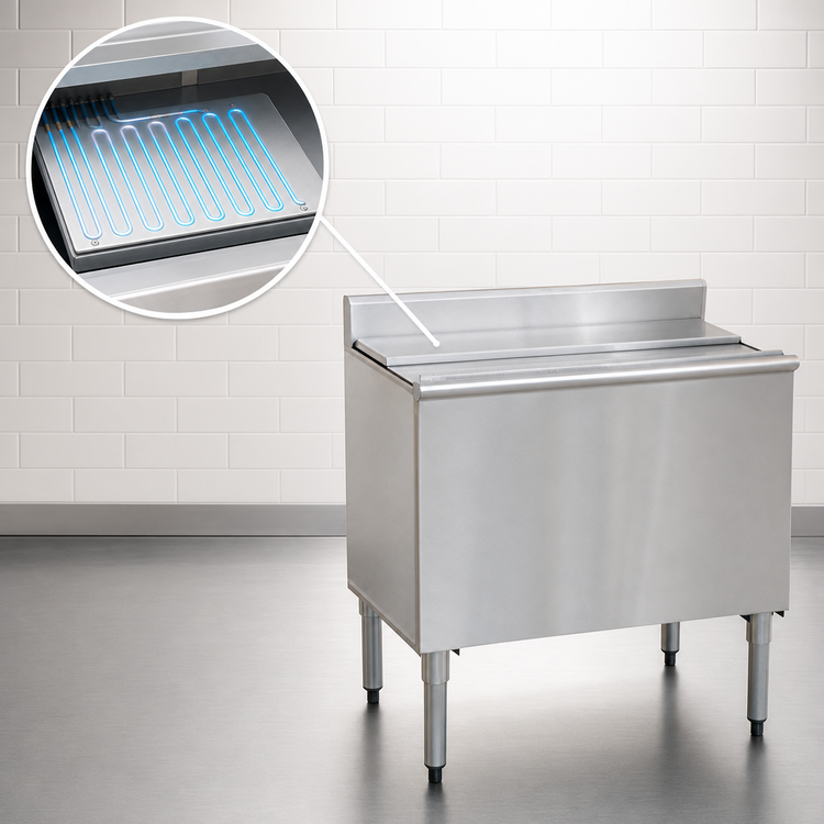 Product image #3 for Eagle 1800 Series B42IC-12D-18-7 Underbar Ice Chest with Sealed-In 7-Circuit Cold Plate, 42"W x 20"D, 12" Deep Bin