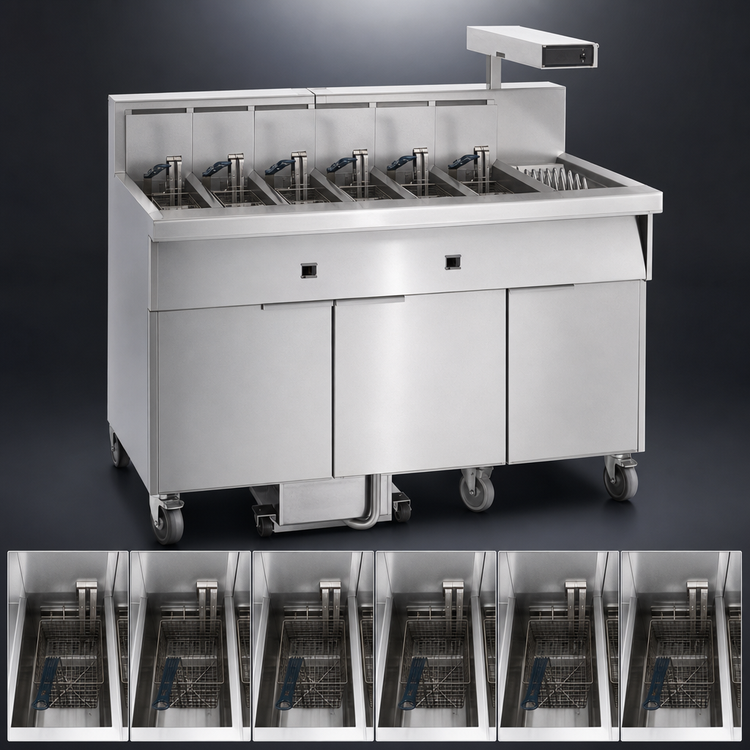 Product image #3 for Imperial 6-Battery Electric Floor Model Fryer with Built-In Filter System and Dump Station