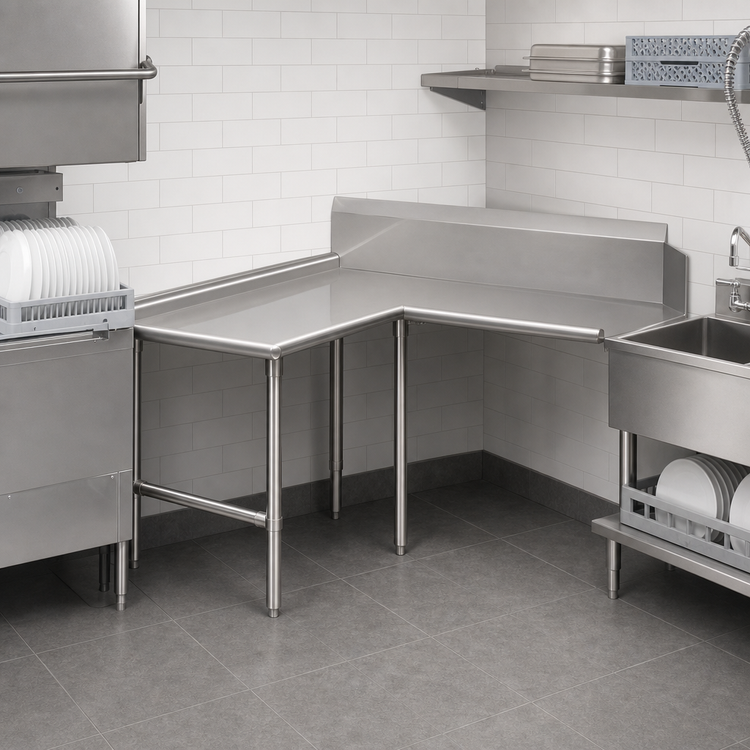 Product image #3 for John Boos Pro-Bowl L-Shaped Island Clean Dishtable, 60-Inch Machine-to-Corner x 72-Inch Corner-to-End, Right-to-Left