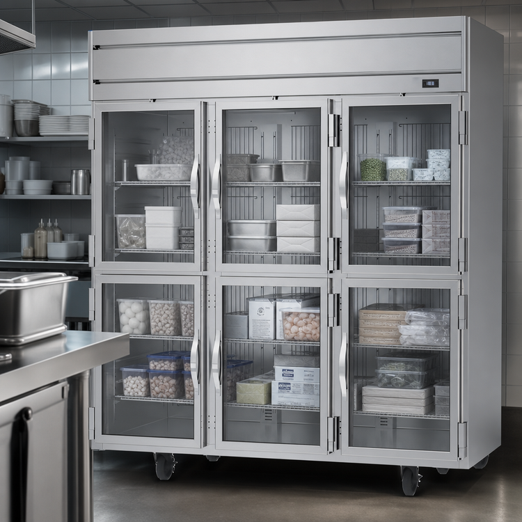 Product image #3 for Beverage-Air Horizon Series 3-Section Reach-In Freezer with Half Glass Display Doors, 69.1 Cu. Ft.