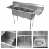 Thumbnail image #3 for BK Resources Economy Freestanding 3-Compartment Stainless Steel Sink with Dual 12-Inch Drainboards