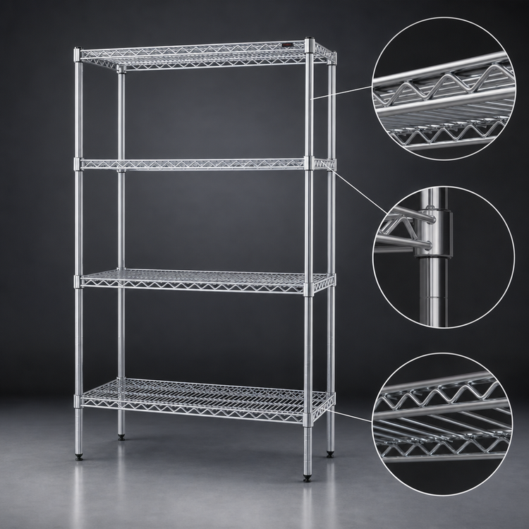 Product image #3 for Eagle Group S4-74-2430C 4-Tier Wire Shelving Starter Unit, 30 x 24 x 74 Inches, Chrome-Plated
