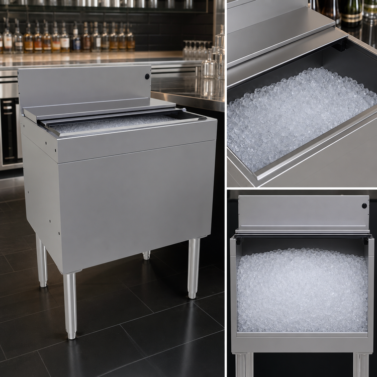 Product image #3 for Glastender Extra Deep Underbar Stainless Steel Bar Ice Bin, 24 Inch x 19 Inch, 92 lb Capacity