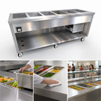 Thumbnail image #3 for Duke Manufacturing Thurmaduke TFCP-88SS-N7 88-Inch Mobile 6-Pan Flush-Mount Refrigerated Cold Pan Unit, Stainless Steel