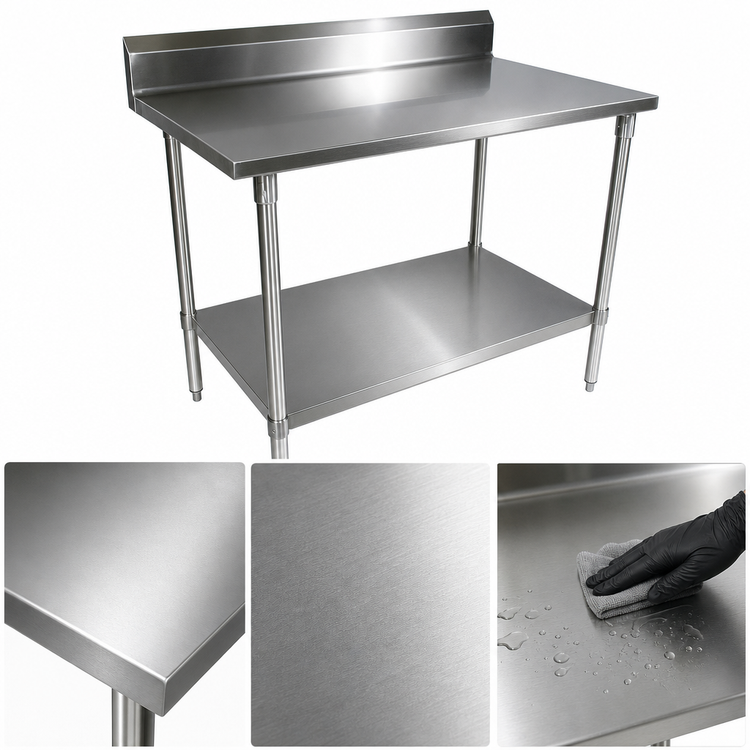 Product image #3 for BK Resources 48 Inch x 30 Inch Stainless Steel Riser Work Table with Undershelf