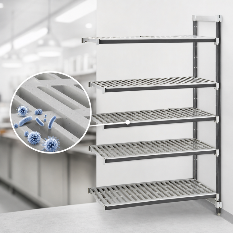 Product image #3 for Cambro Camshelving Elements XTRA 24 in. W x 36 in. L x 84 in. H 5-Tier Stationary Add-On Polymer Shelving Unit, Speckled Gray