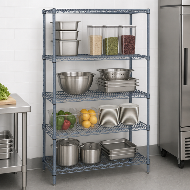Product image #3 for Quantum 4-Shelf Wire Shelving Starter Kit, 48W x 12D x 74H, Gray Epoxy Coated