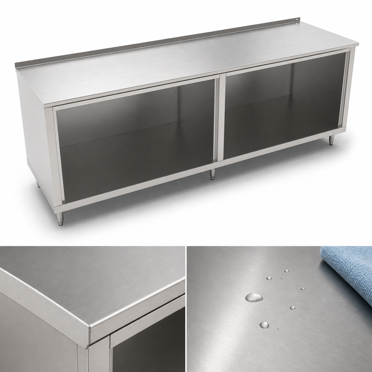 Product image #3 for John Boos Open-Front Modular Base Work Table with 14-Gauge Stainless Steel Top, 132 x 24 Inches