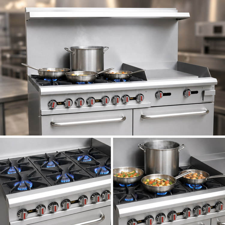 Product image #3 for Serv-Ware 60-Inch Gas Range with 6 Open Burners, 24-Inch Griddle, and 2 Standard Ovens - Natural Gas