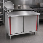 Thumbnail image #3 for Eagle Group Spec-Master CB2448SEM Enclosed Stainless Steel Work Table, 48 x 24 Inches, 14-Gauge 304 Top, Marine Edge, Sliding Doors