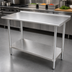 Thumbnail image #3 for Advance Tabco 72-Inch x 30-Inch 14-Gauge 304 Stainless Steel Work Table with Rear Up-Turn and Adjustable Undershelf
