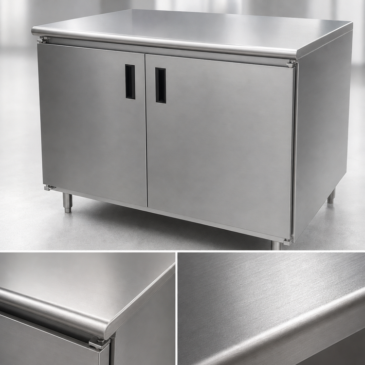 Product image #3 for Advance Tabco 48-Inch x 30-Inch Enclosed Work Table with Cabinet Base, 14 Gauge 304 Stainless Steel Top