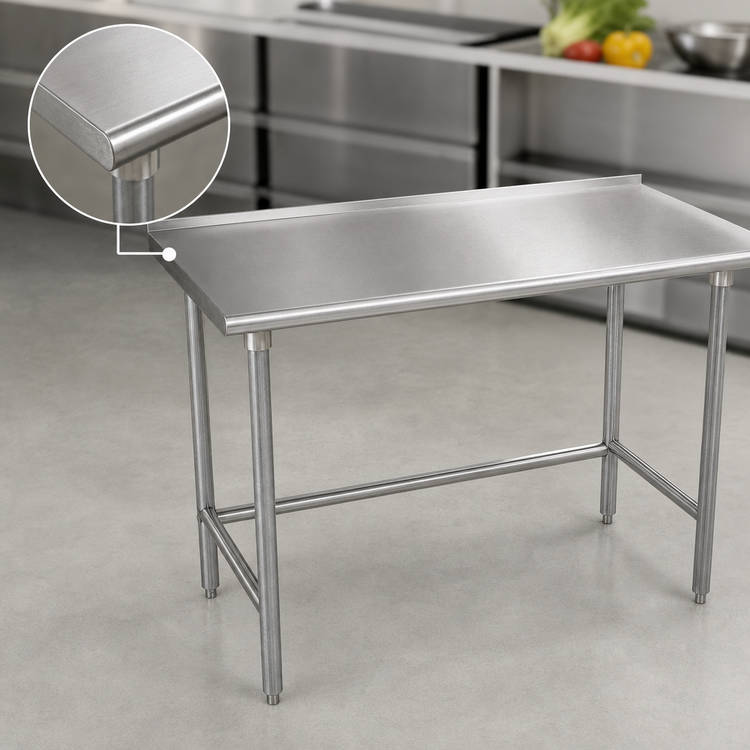 Product image #3 for Advance Tabco 72"W x 24"D Stainless Steel Open Base Work Table with 1-1/2" Rear Upturn and Galvanized Legs