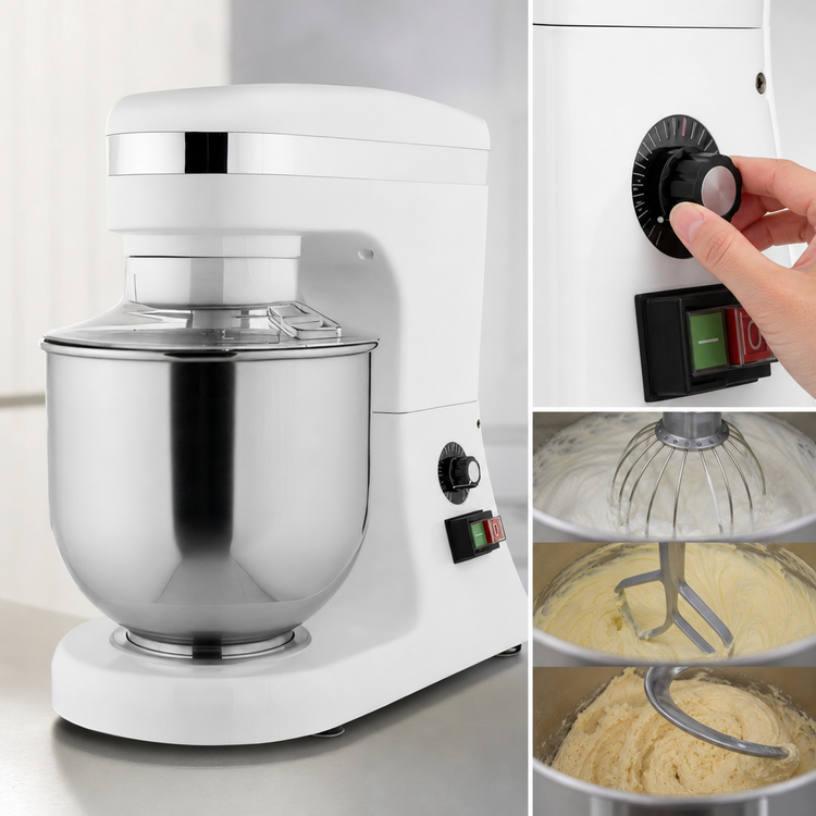 Product image #3 for Omcan USA 7 Qt Countertop Planetary Mixer with Variable Speed Control