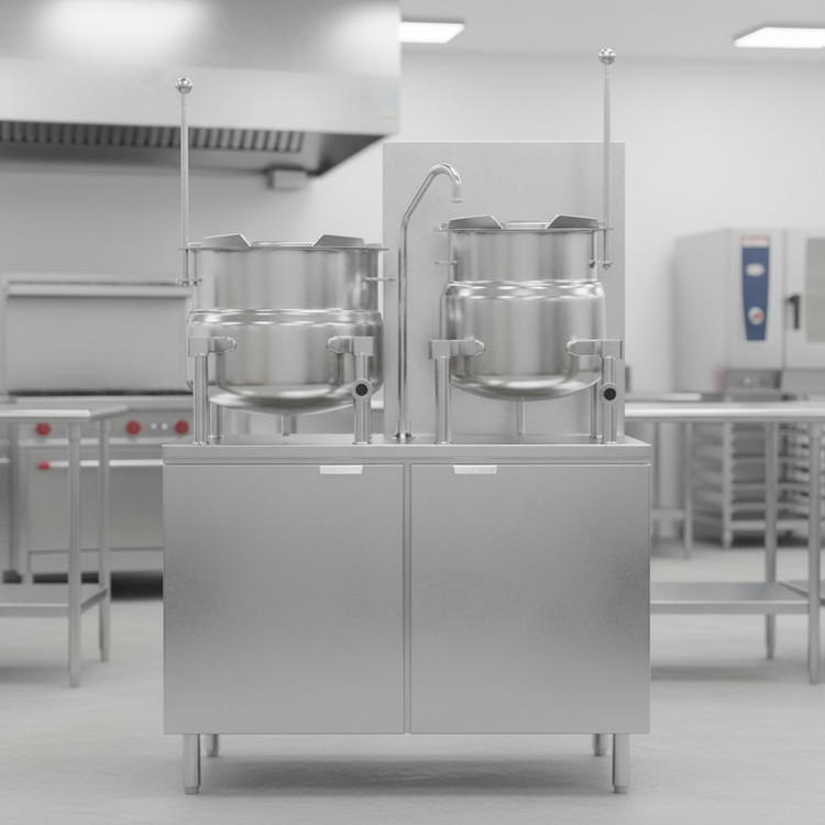 Product image #2 for Crown GMT-10-6 Gas Kettle/Cabinet Assembly with (1) 6 Gallon & (1) 10 Gallon Tilting Kettles