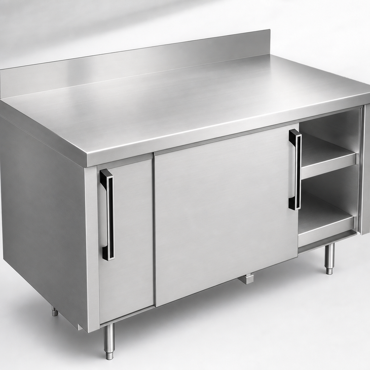 Product image #3 for La Rosa Refrigeration L-63184-32 Utility Stand with Sliding Doors, 84" Length