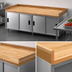 Thumbnail image #3 for BK Resources Chef Table with Hard Maple Bakers Top and Sliding-Door Stainless Steel Cabinet Base, 96 W x 36 D x 39 H