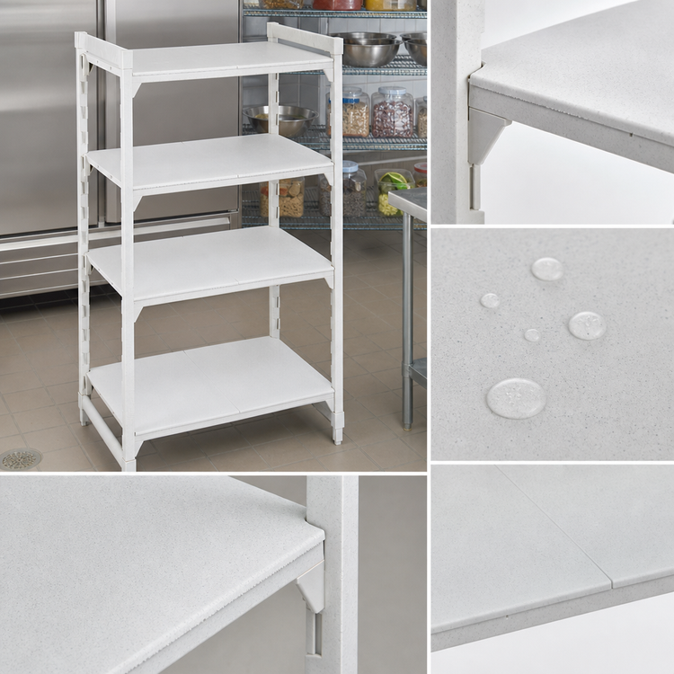 Product image #4 for Cambro Camshelving Premium 4-Tier Solid Stationary Starter Shelving Unit, 24 x 60 x 72 Inches, Speckled Gray