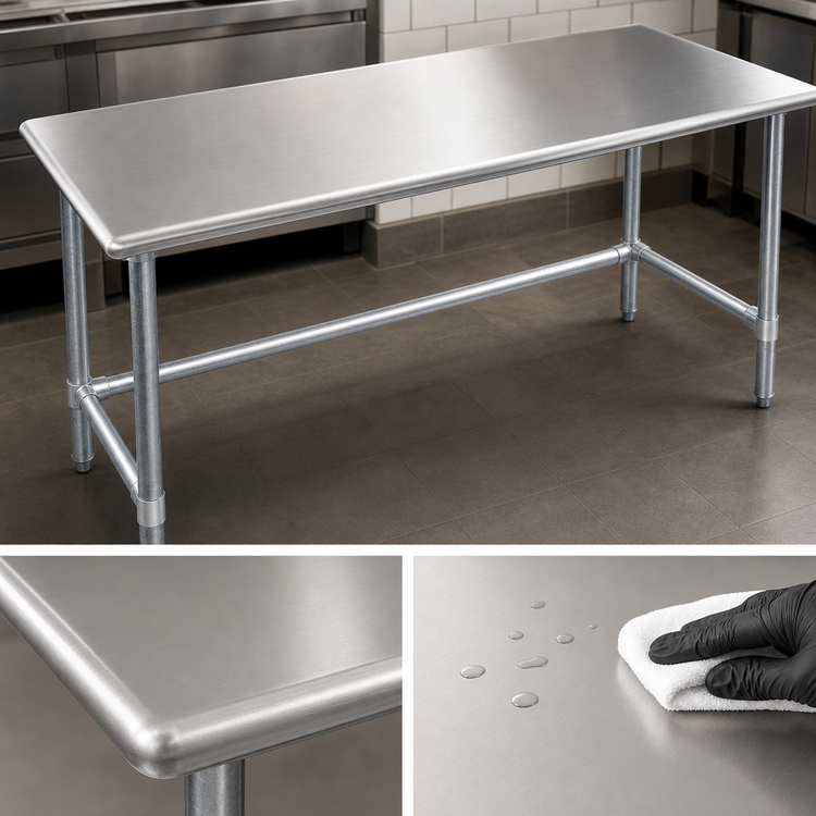 Product image #3 for Eagle Group Spec-Master 60-Inch x 30-Inch Flat Top Stainless Steel Work Table with Galvanized Tubular Base