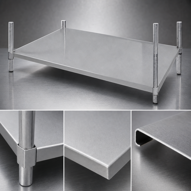 Product image #3 for Advance Tabco 18" x 36" Solid Stainless Steel Shelf with Plastic Split Sleeves
