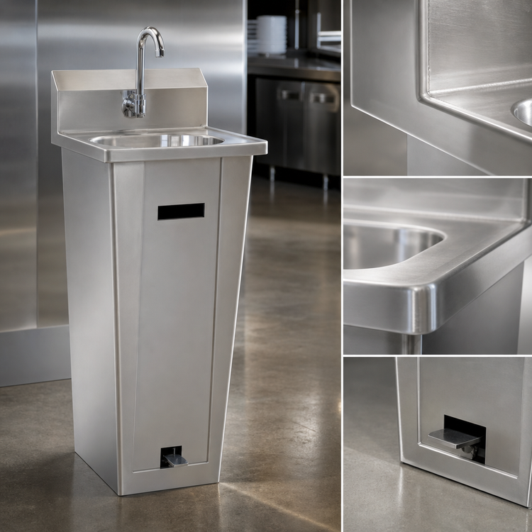 Product image #3 for Eagle Group Foot-Operated Pedestal Hand Sink with Single Foot Pedal and Gooseneck Spout