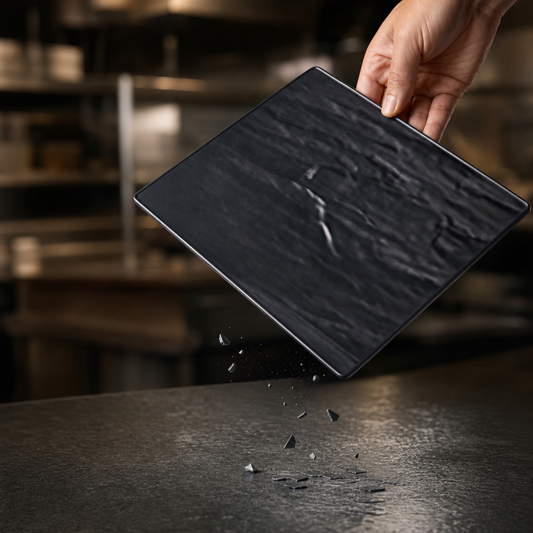 Product image #3 for Endurance Rectangular Break-Resistant Melamine Faux Slate Platter, 10 x 8-1/4 Inches
