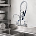 Thumbnail image #4 for T&S Brass Mini Pre-Rinse Wall Mount Mixing Faucet with Add-On Faucet, 8-Inch Centers and 6-Inch Swing Nozzle