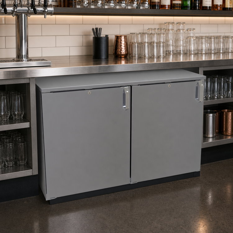 Product image #3 for Glastender Low Profile 48-Inch Two-Section Non-Refrigerated Back Bar Dry Storage Cabinet