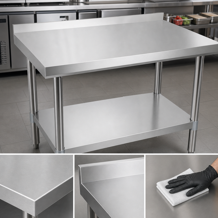 Product image #3 for BK Resources 72" x 30" Stainless Steel Work Table with 1-1/2" Rear Riser and Adjustable Undershelf