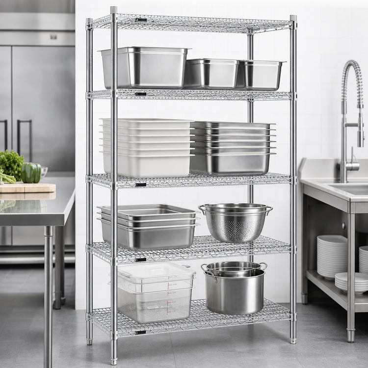 Product image #3 for Eagle Red-i-Pak 4-Tier Wire Shelving Unit, 36W x 24D x 74H, Stationary