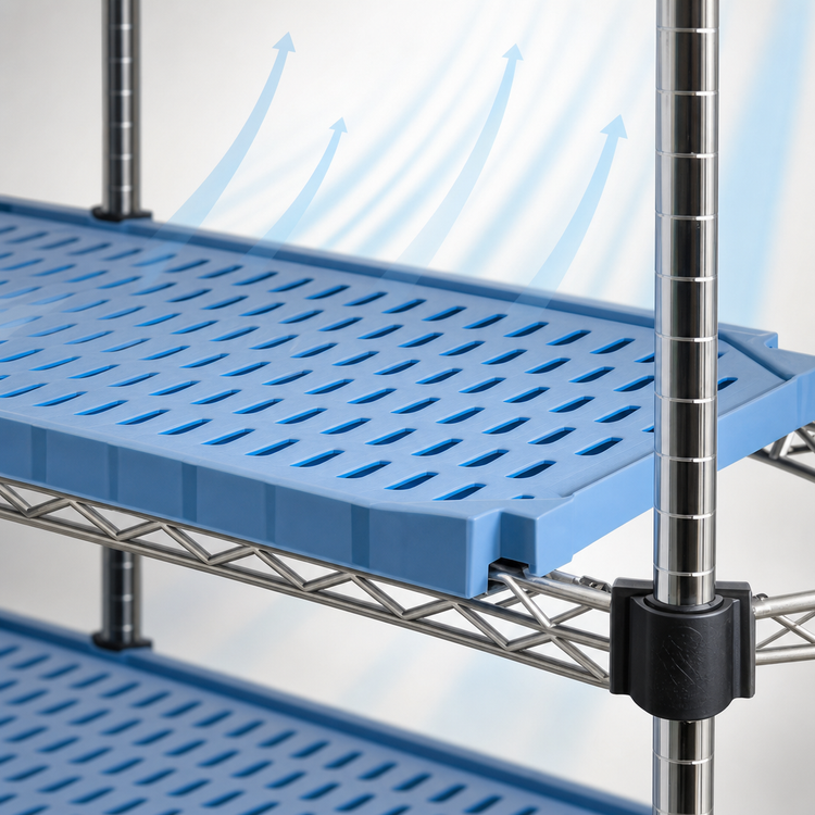 Product image #3 for Eagle Group QuadPlus 60 x 24 Inch Louvered Blue Polymer Shelf Mat with Wire QuadTruss Frame