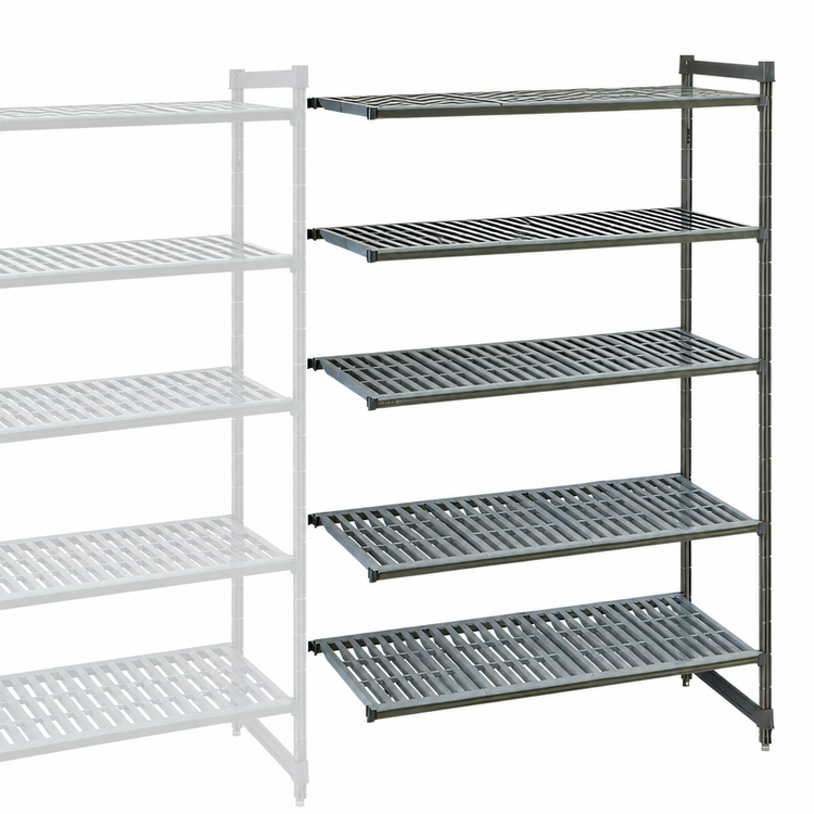 Product image #3 for Cambro Camshelving Basics Plus 5-Shelf Vented Add-On Polymer Shelving Unit, 18 x 54 x 84 Inches, Brushed Graphite