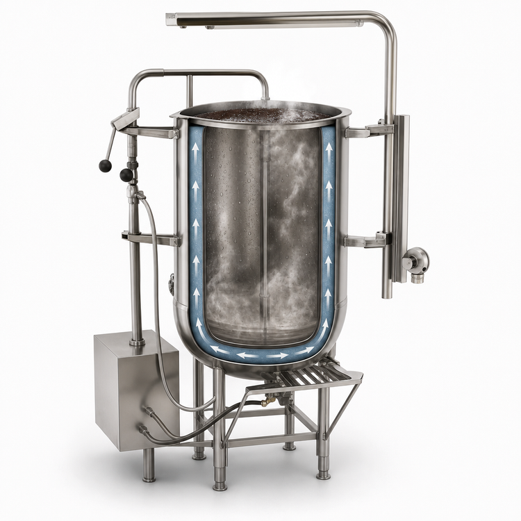Product image #3 for Legion LTCR-125 125-Gallon Stationary 2/3 Jacketed Direct Steam Coffee Kettle