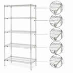 Thumbnail image #3 for Metro Super Erecta 5N457C 5-Shelf Chrome-Plated Stationary Starter Wire Shelving Unit, 48" W x 21" D x 74" H