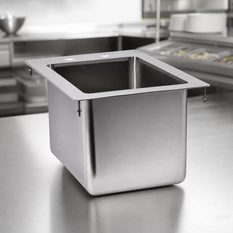 Product image #3 for Drop-In Single Compartment Stainless Steel Sink with 10 x 14 x 10 Inch Bowl and 3-1/2 Inch Drain Basket