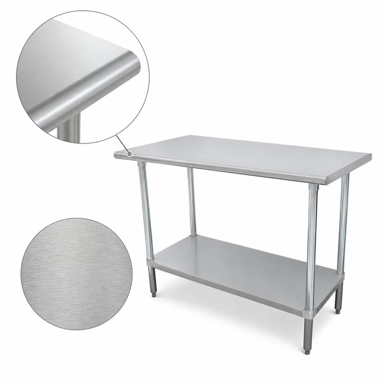 Product image #3 for Advance Tabco Special Value Series 84" x 24" Flat Top Stainless Steel Work Table with Adjustable Undershelf