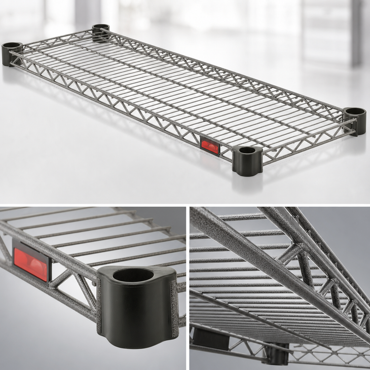 Product image #3 for Eagle Valu-Master Quad-Adjust 72 Inch x 18 Inch Wire Shelf, 600 lb. Capacity, Pewter Gray Epoxy Finish