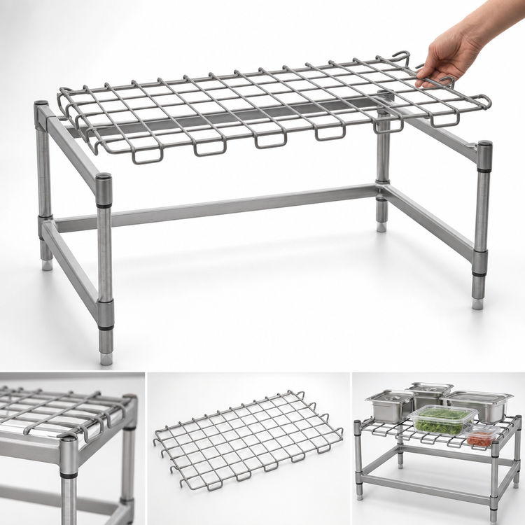 Product image #3 for Eagle Group Chrome Wire Dunnage Rack with Removable Wire Assembly, 30 x 24 x 14 Inches, 1600 lb Capacity