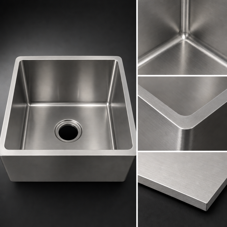 Product image #3 for John Boos CUT1618144 Weld-In Undermount 1-Compartment 16" x 18" x 14" 14-Gauge Type 300 Stainless Steel Sink