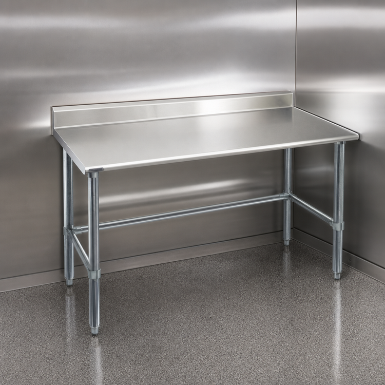 Product image #3 for Eagle Deluxe Series 30-Inch x 30-Inch Stainless Steel Corner Work Table with 4-1/2-Inch Backsplash and Galvanized Tubular Base