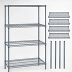 Thumbnail image #3 for Quantum WR86-2142GY Stationary Wire Shelving Starter Kit, 42"W x 21"D x 86"H, 4 Shelves/4 Posts, Gray Epoxy Finish